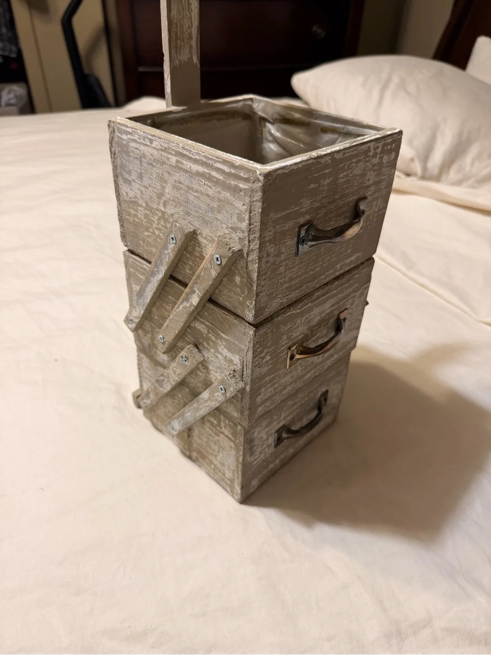 New Rustic Garden Step Planter - Weathered Gray- mini 3 tiered gardening planter